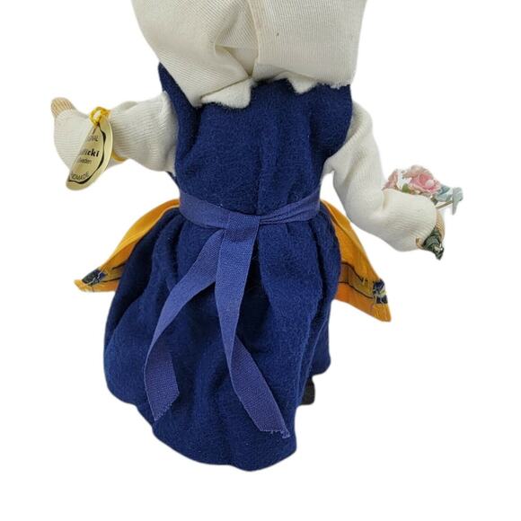 Original Butticki Of Sweden Handmade Wood Doll In Dress With Flowers 8" Tall - Picture 6 of 10
